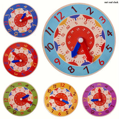 AHEAYUAN Wooden Educational Clock Toy for Kids - Colorful Learning Time Tool