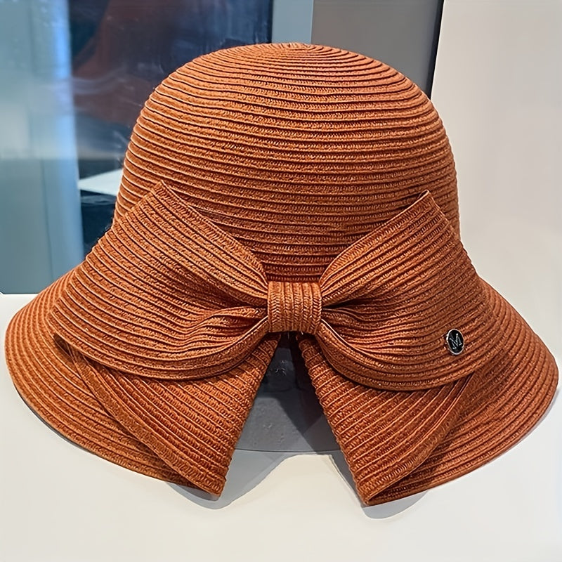Pearl Big Brim Straw Hat Top Hat Sun Protection Hat