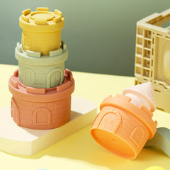 Colorful Castle Stacking Cup Toy Safe PVC Material