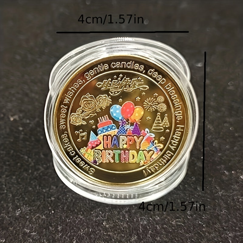 Colorful Birthday Cake Coin Metal Crafts For Collection
