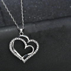 Vintage Romantic Style Double Hollow Love Heart Necklace
