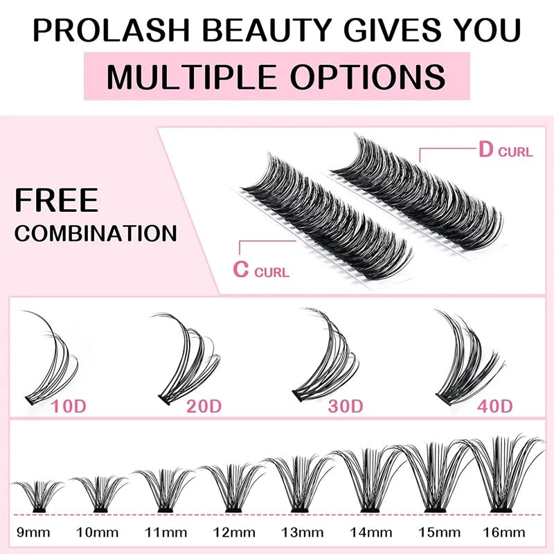 200Pcs 10D 20D Cluster Lashes D Curling Eyelash Extension