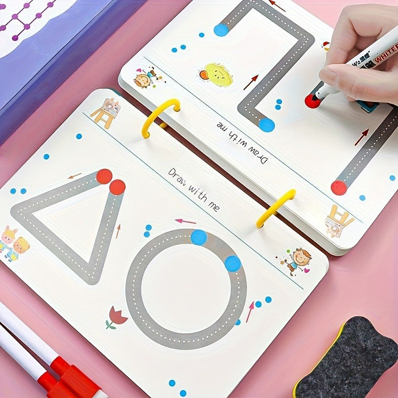 34 Page Control Pen Exercise Book Set for Kids, Erasable Pens