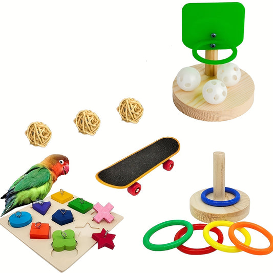 5pcs Interactive Parrot Toys Set - Promotes Exercise and Mental Stimulation