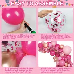 131pcs Pink Red Balloon Set For Party Decor