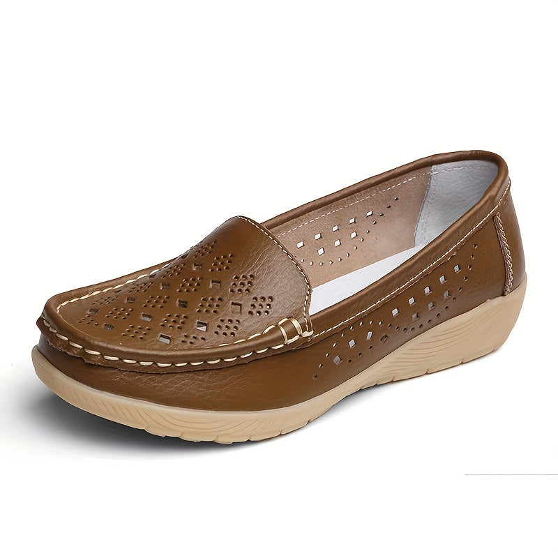 Women's Wedge Heeled Loafers Slip on Casual Shoes