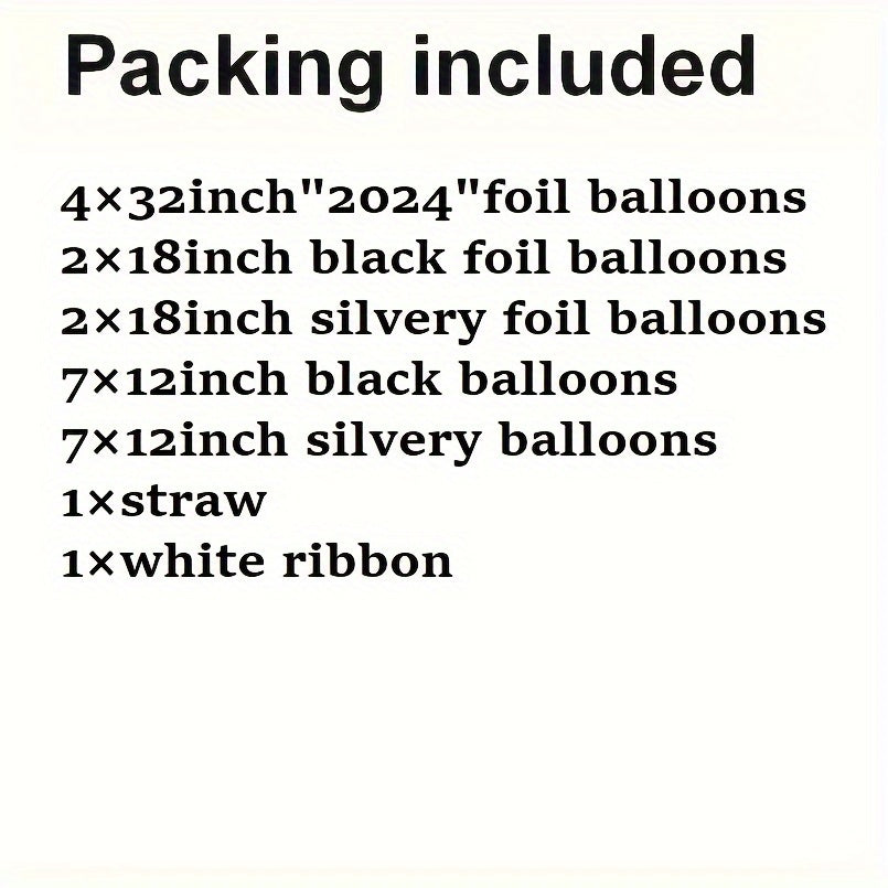 24pcs Silvery Year Theme Party Balloon Decoration Set