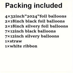 24pcs Silvery Year Theme Party Balloon Decoration Set