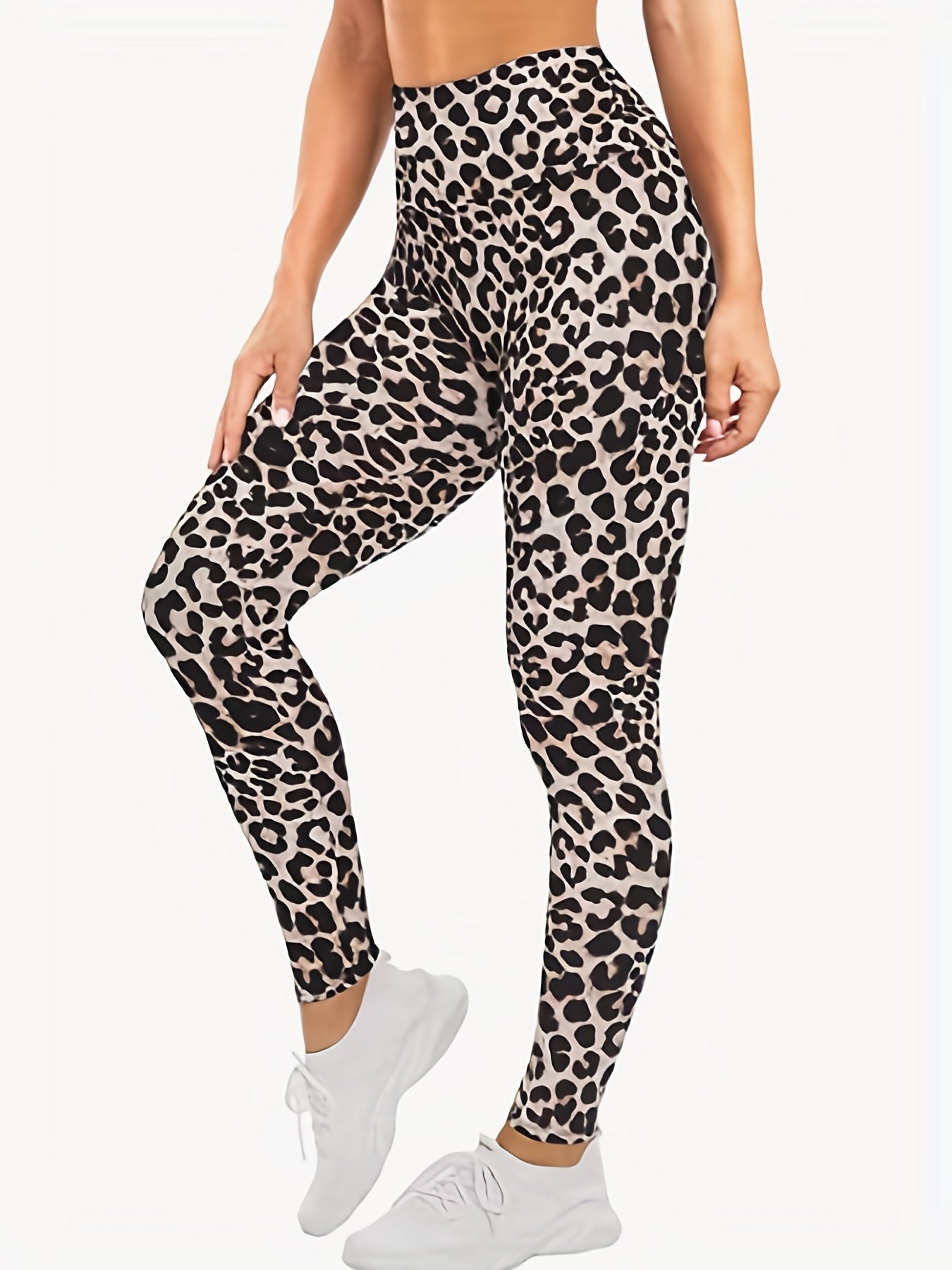 Leopard Print High Waist Leggings Casual Long Length Slim Leggings