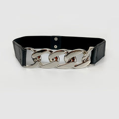 Women's Chain Decor Belt Elastic Metal Belt