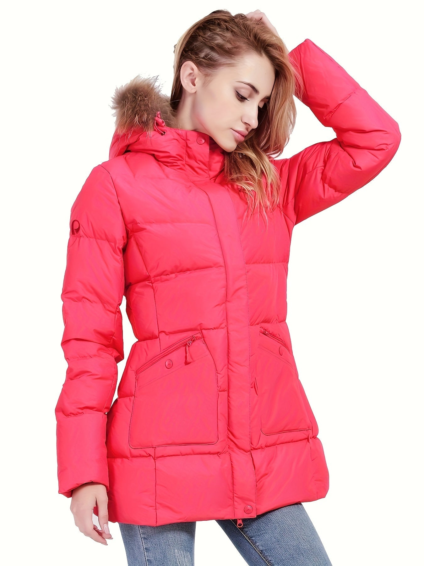 Women's Hooded Puffer Down Jacket Lightweight Full Zip Thermal Outwear