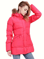 Women's Hooded Puffer Down Jacket Lightweight Full Zip Thermal Outwear