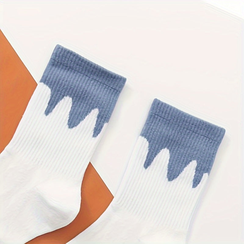 12 Pairs Striped & Plaid Print Mid Tube Socks Women's Stockings