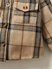 Boy Plaid Shirt Romper Flannel Long Sleeve Oversized Tops Button Down