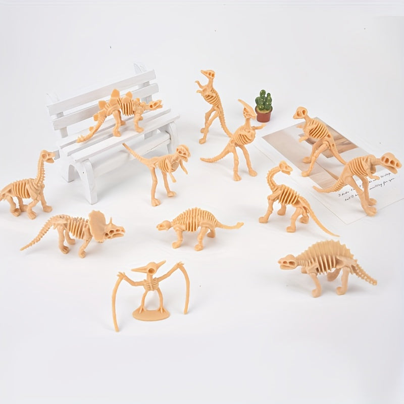 12pcs Dinosaur Skeletons PVC Model Set Educational Realistic Figures