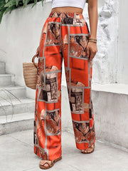  Floral Print Wide Leg Trousers