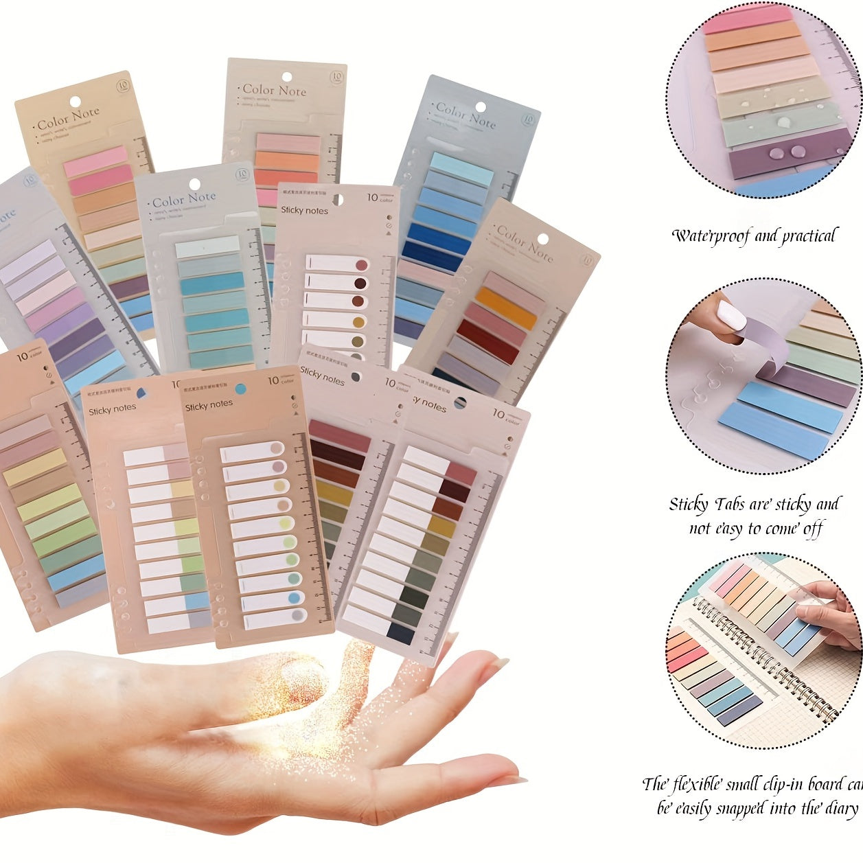 Morandi Index Stickers, 10 Colors, Transparent, Student Reading Marking Stickers