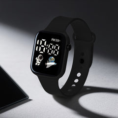 LED Digital Display Sports Watch for Teens Astronaut & Planet Dial Date Calendar