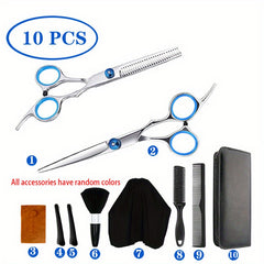 Pro Hair Cutting Thinning Scissors Set with Cape, Comb, Salon Accessories