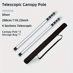 2pcs Adjustable Tent Poles Aluminum Alloy Camping Beach Shelter Tarp Awning Pole