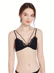 Lace Plunge Bra & Wireless Scallop Trim Bra Set