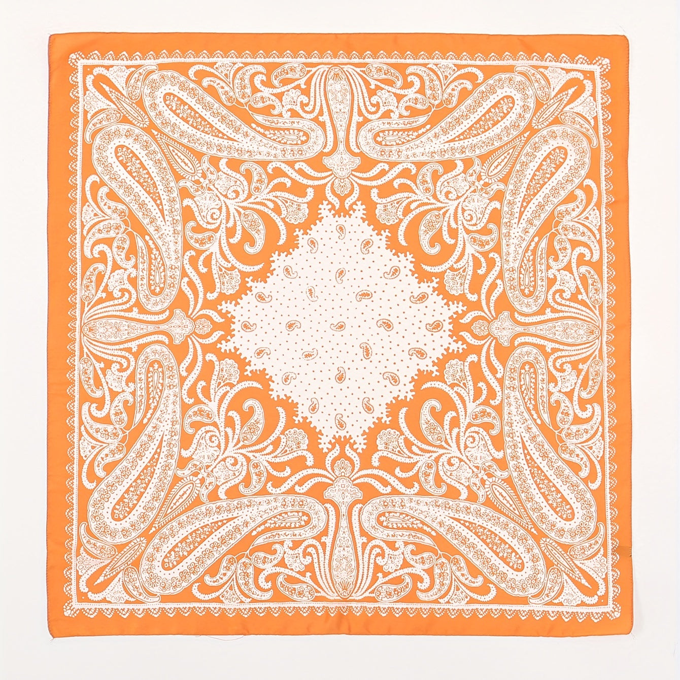 Orange Paisley Print Bandana Square Scarf Neckerchief Head Wrap Hair Accessory