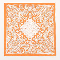 Orange Paisley Print Bandana Square Scarf Neckerchief Head Wrap Hair Accessory