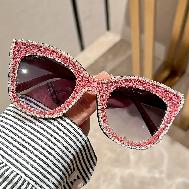 Y2K Rhinestone Cat Eye Sunglasses Bling Summer Sun Shades UV400