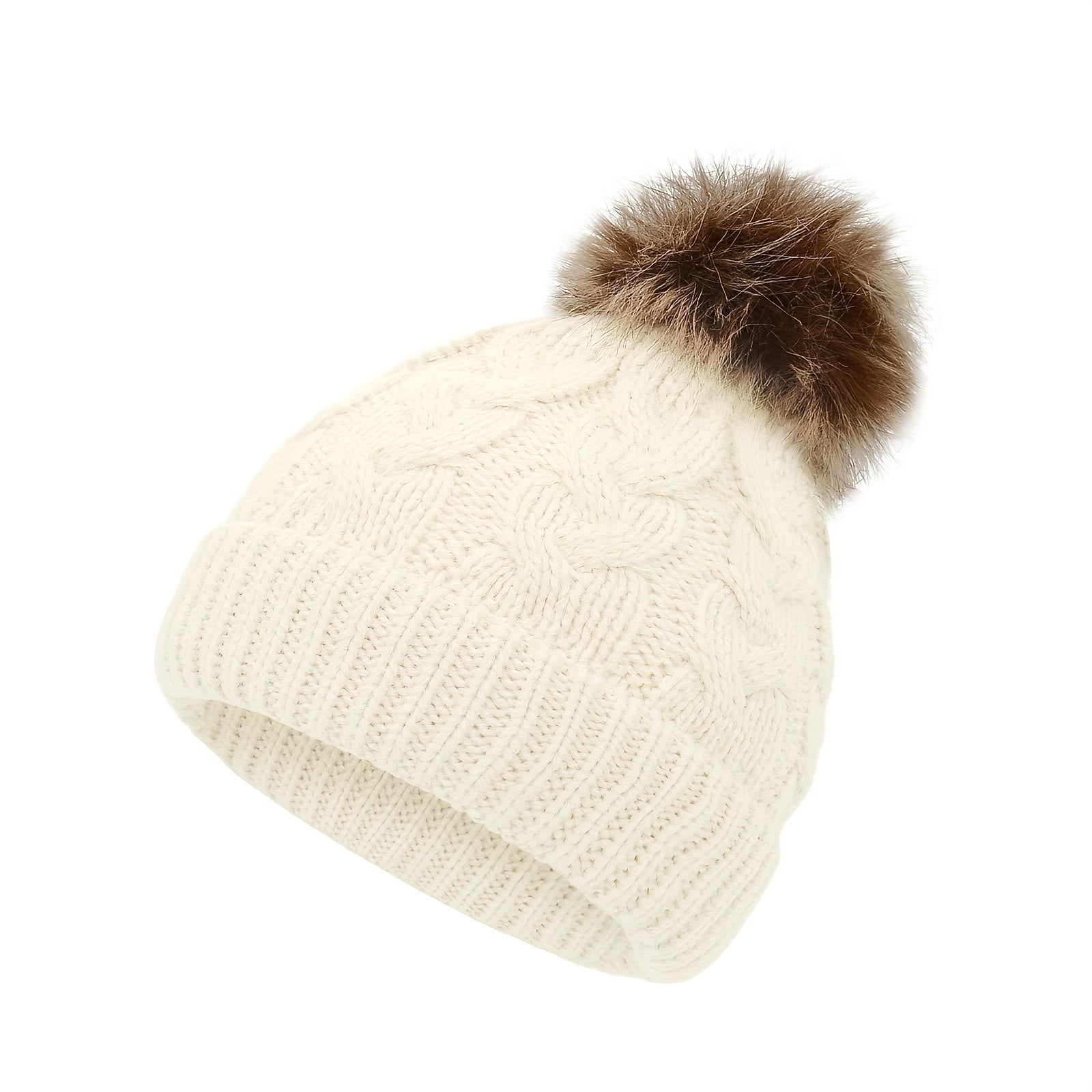4 Pack Kids Winter Hats Beanie with Faux Fur Pom