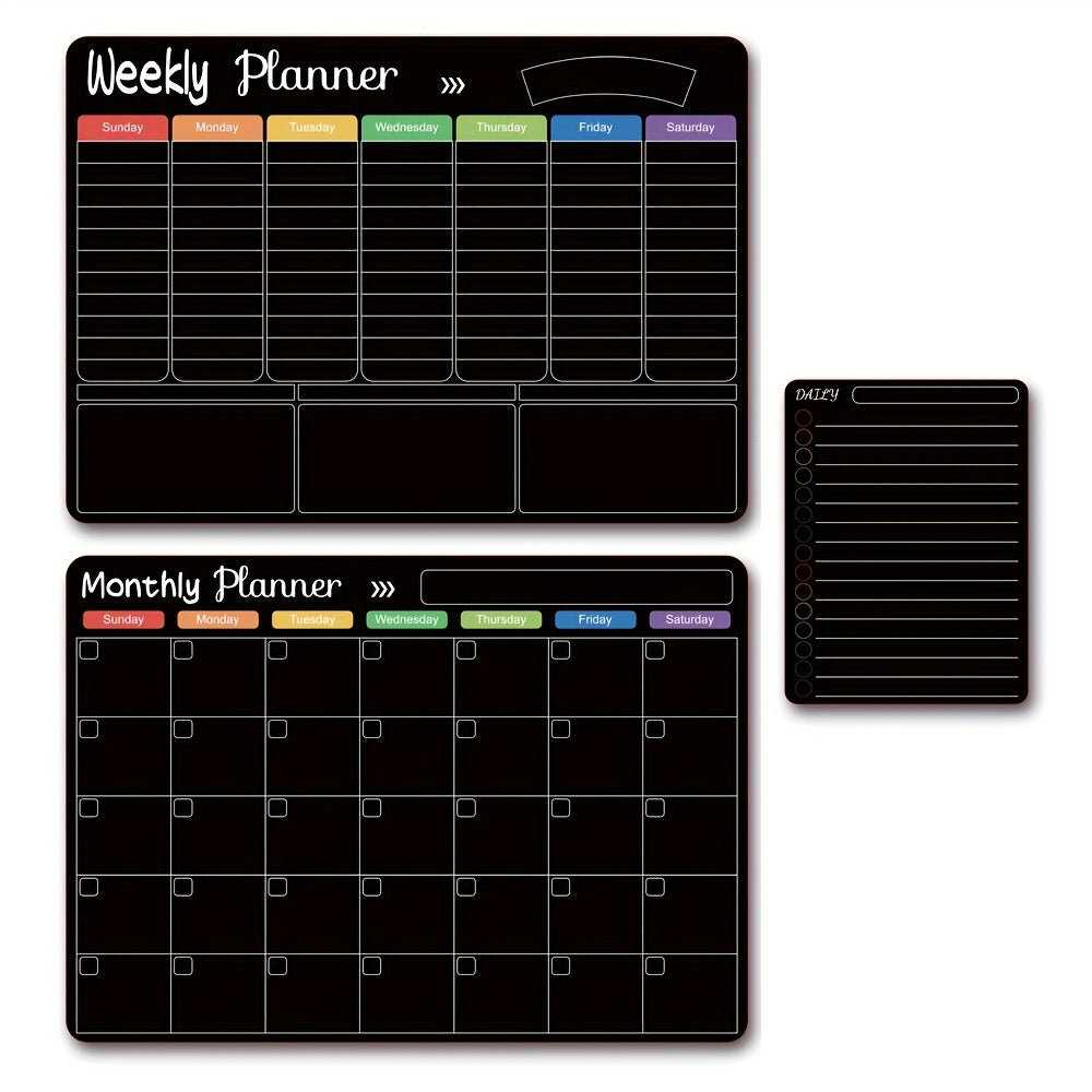 3pcs Rewritable Magnetic Weekly Monthly Plan Fridge Sticker