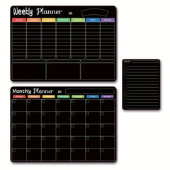 3pcs Rewritable Magnetic Weekly Monthly Plan Fridge Sticker