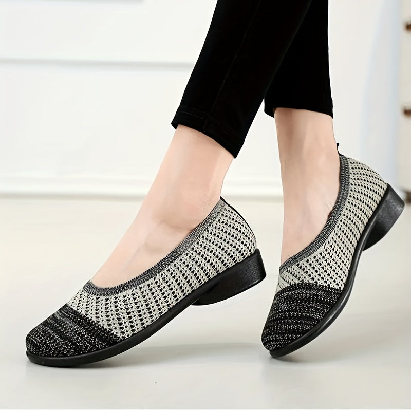 Women's Knit Flat Shoes Comfortable Slip On Casual Driving Flats