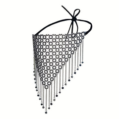 Crystal Metal Mesh Mask Dance Party Ball Tassel Beaded Chain Mask