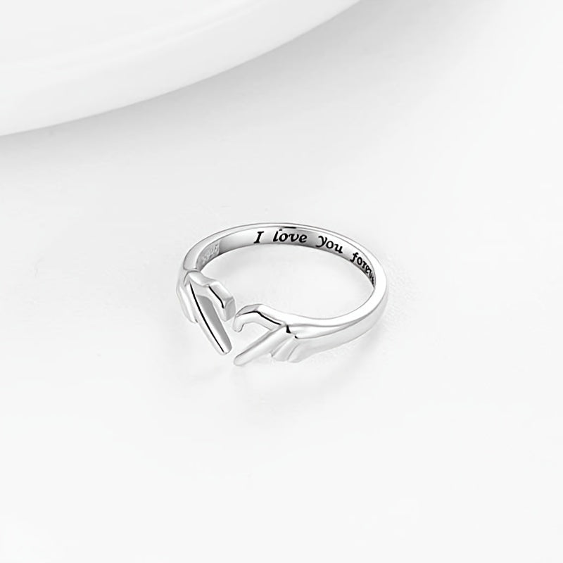 Adjustable Silvery Heart Ring 18K Plated Love Jewelry for Women Teens