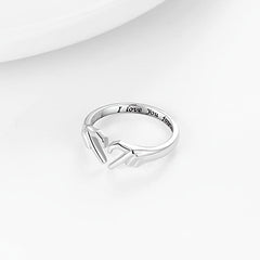Adjustable Silvery Heart Ring 18K Plated Love Jewelry for Women Teens