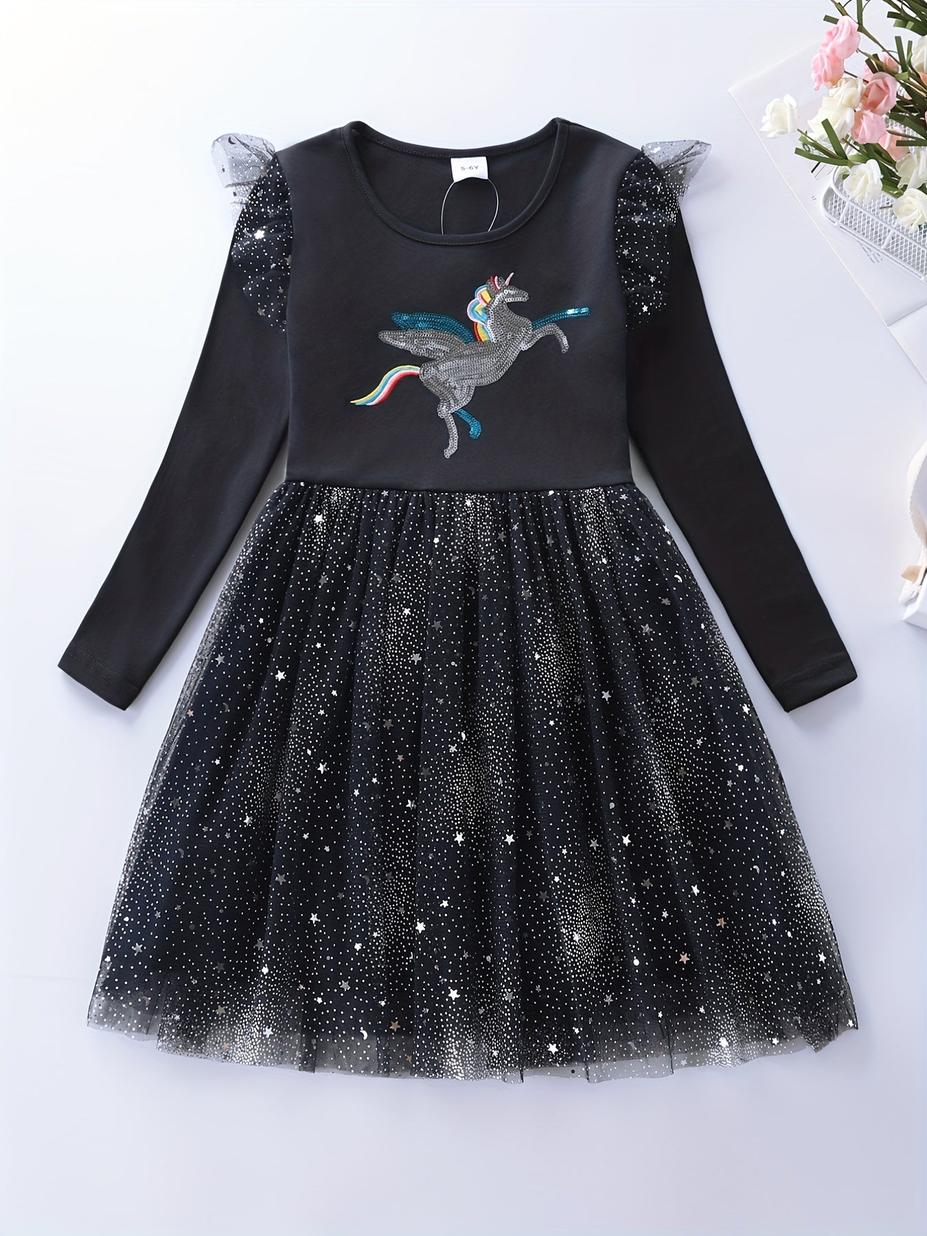 Sequins Unicorn Tutu Dress For Girls Tulle Ruffle Comfort Fit