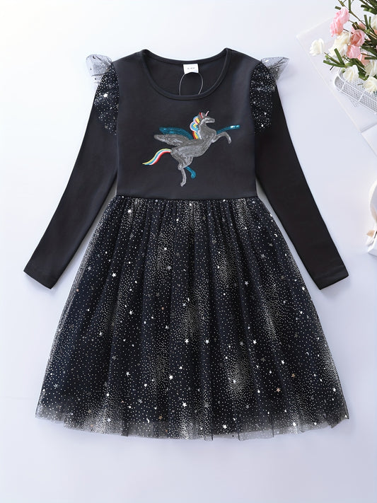 Sequins Unicorn Tutu Dress For Girls Tulle Ruffle Comfort Fit