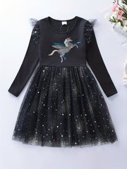 Sequins Unicorn Tutu Dress For Girls Tulle Ruffle Comfort Fit