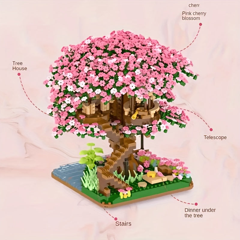 Mini Cherry Bonsai Tree Building Set - Mini Blocks Sakura Tree House Kit