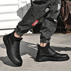 Men's Brogue Ankle Boots Slip on Walking Shoes