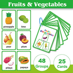 Fruit & Veggie Flashcards for Early Readers: 25 Cards, 48 High-Frequency Words