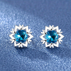 Snowflake Zircon Stud Earrings 18K Plated Wedding Party Jewelry Gift