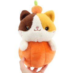 XL Pumpkin Cat Plush Toy Halloween Soft Stuffed Kitten Fluffy Body Plush Animal