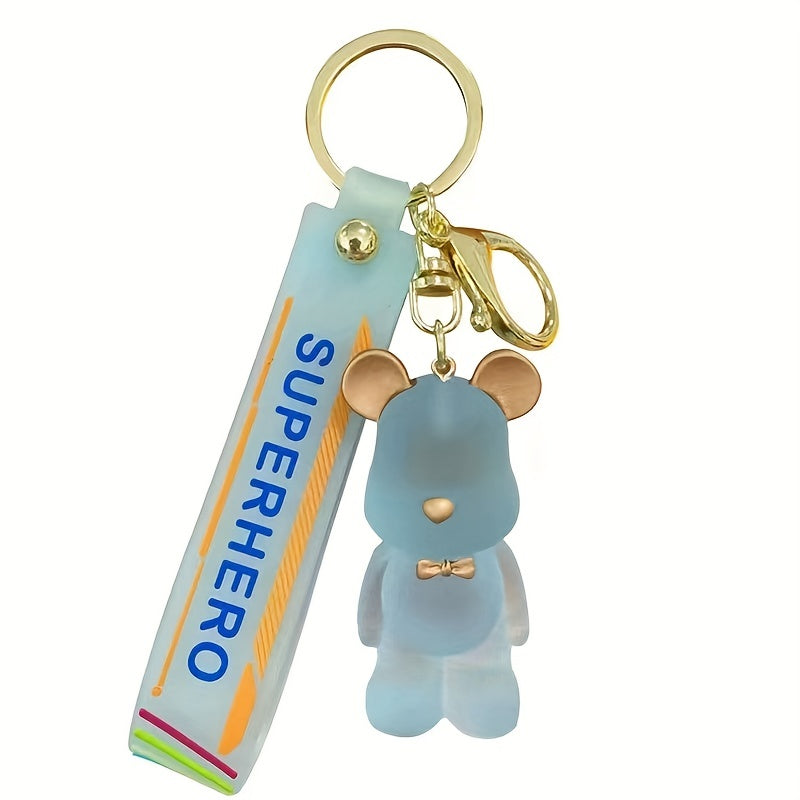 Crystal Bear Silicone Keychain Pendant for Men Car Bag Doll Ornament