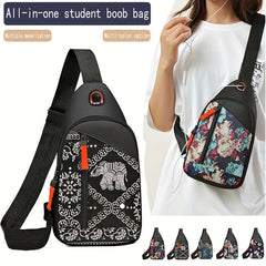 Floral Print Sling Backpack Nylon Crossbody Bag