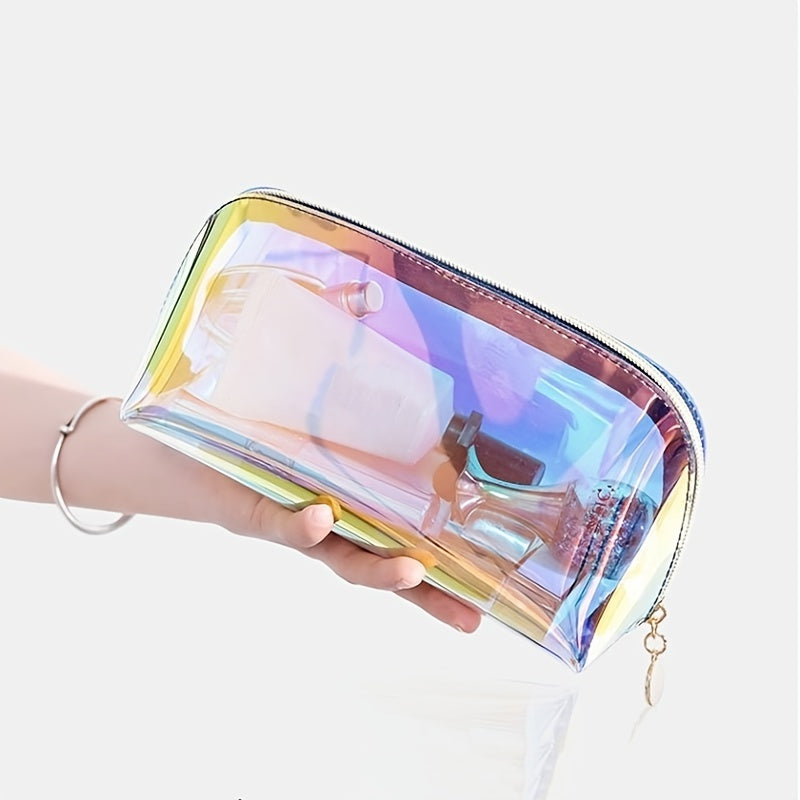 Colorful Half Round Holographic Makeup Bag with Zipper