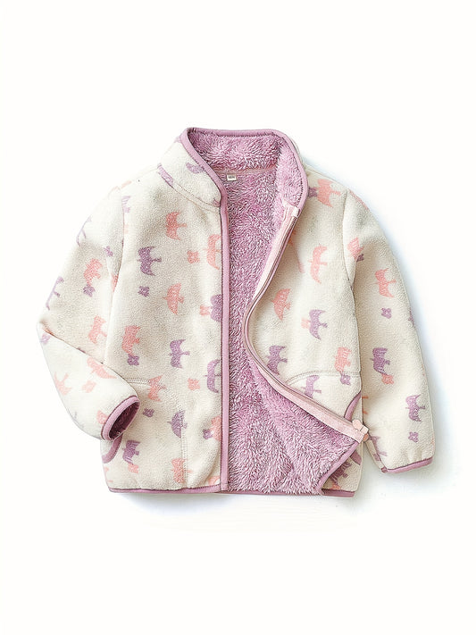 Baby Girls' Leopard Fleece Jacket Warm Coat Winter