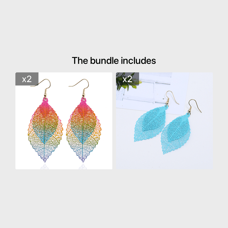Hollow Gradient Leaf Drop Earrings Women's Accessories