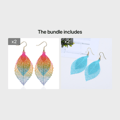 Hollow Gradient Leaf Drop Earrings Women's Accessories
