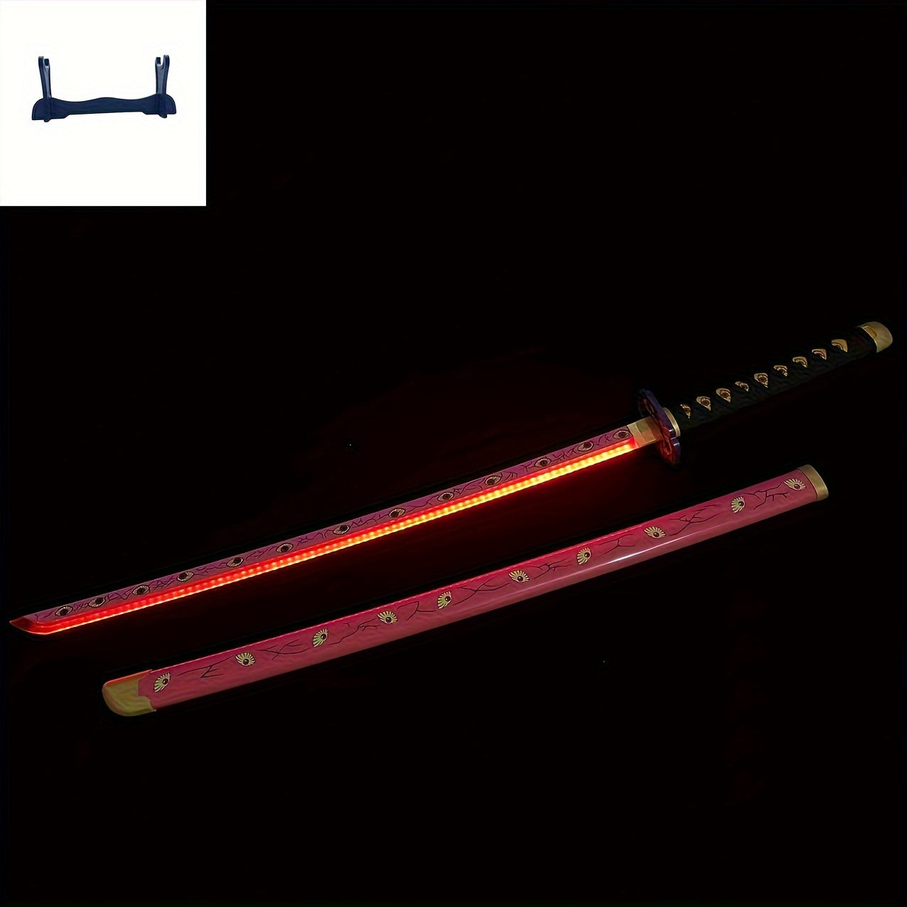 Samurai Katana USB Charging Wooden Sword Lights Halloween Cosplay